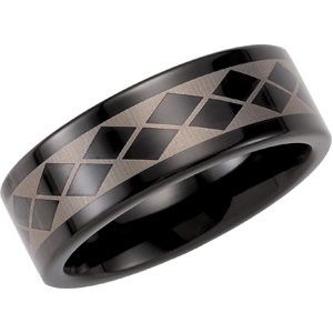 8.3mm Dura Tungsten&reg; Band with Black Immersion Plated Laser Design