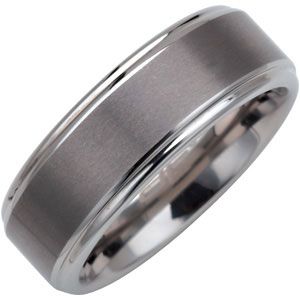 8.3mm Dura Tungsten&reg; Ridged Band with Satin Finish Center