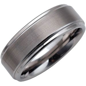 8.3mm Dura Tungsten&reg; Ridged Band with Satin Center