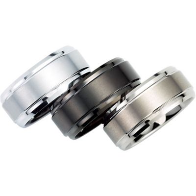 10mm Dura Tungsten&reg; Ridged Band with Satin Center