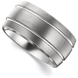 10mm Dura Tungsten&reg; Grooved Satin Slight Domed Band