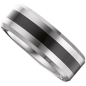 8.3mm Dura Tungsten&reg; Flat Band with Black Enamel