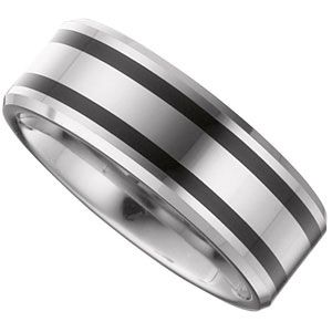 8.3mm Dura Tungsten&reg; Beveled Band with Black Enamel
