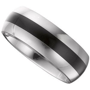 8.3mm Dura Tungsten&reg; Domed Band with Black Enamel