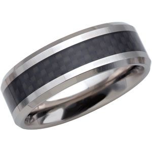 8.3mm Dura Tungsten&reg; Beveled Band with Black Carbon Fiber Center