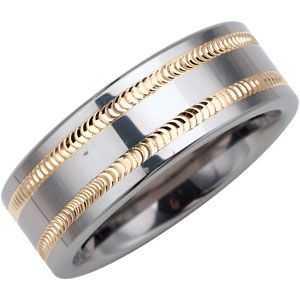 8.3mm Dura Tungsten&reg; Band with Diamond Cut 14KT Yellow Gold Inlay