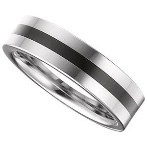 6.3mm Dura Tungsten&reg; Flat Band with Black Enamel Inlay