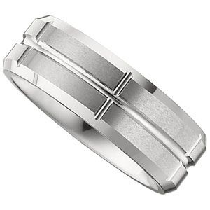 8.3mm Dura Tungsten&trade; Beveled Satin Grooved Band