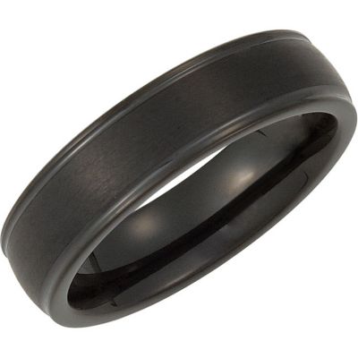 6.3mm Dura Tungsten&reg; Black Immersion Plated Ridged Domed Band with Satin Center