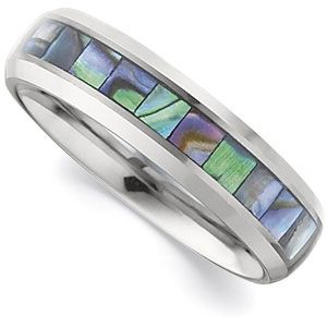 6.3mm Dura Tungsten&reg; Beveled Band with Abalone Shell Inlay