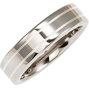 6.3mm Dura Tungsten&reg; Flat Band with Sterling Silver Inlay
