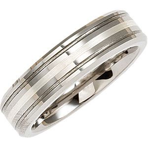 6.3mm Dura Tungsten&reg; Grooved Satin Band with Sterling Silver Inlay