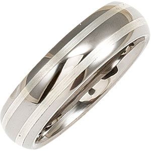 6.3mm Dura Tungsten&reg; Domed Satin Band with Sterling Silver Inlays