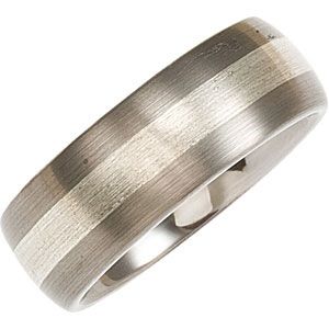 8.3mm Dura Tungsten&reg; Domed Satin Band with Sterling Silver Inlay