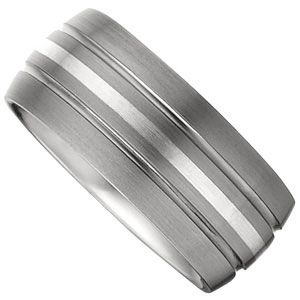 10mm Dura Tungsten&reg; Slight Domed Satin Band with Sterling Silver Inlay