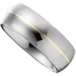 8.3mm Dura Tungsten&reg; Rounded Band with 14KT Yellow Inlay