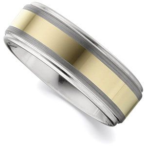 8.3mm Dura Tungsten&reg; Ridged Band with Gold Immerse Plating Inlay
