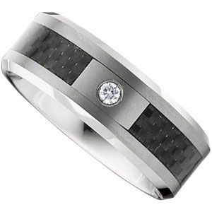 Dura Tungsten&trade; Beveled Band with Carbon Fiber 