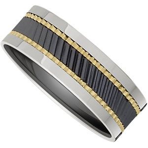 Dura Tungsten&reg; & Ceramic Couture&trade; Band with Gold Immerse Plating