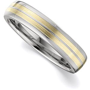 4.3mm Dura Tungsten&reg; Domed Band with 14KT Yellow Inlays