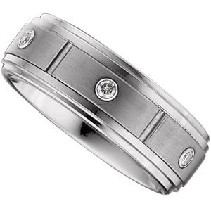 8.3mm Dura Tungsten&trade; .20 ct tw Diamond Bezel Ridged Satin Band