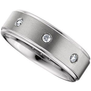8.3mm Dura Tungsten&reg; Ridged .10 ct tw Diamond Band
