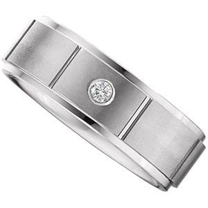 8.3mm Dura Tungsten&trade; Ridged .05 ct Diamond Band