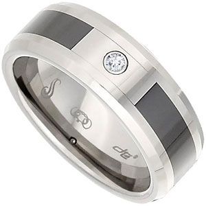 Dura Tungsten&reg; Ceramic Couture&trade; Inlay Beveled Band 