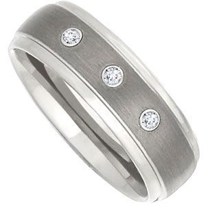 Dura Tungsten&reg; & Steel Bezel Ridged Band 