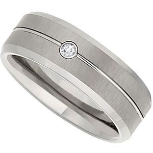 Dura Tungsten&reg; & Steel Bezel Diamond Band