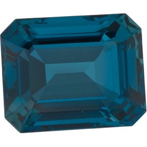 Emerald/Octagon Genuine London Blue Topaz
