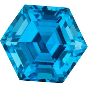 Hexagon Genuine Swiss Blue Topaz