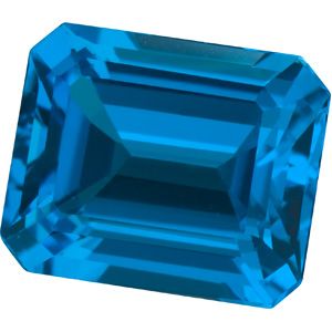 Emerald/Octagon Genuine Swiss Blue Topaz