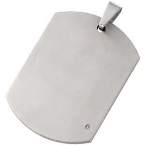 Titanium & Stainless Steel Dog Tag Pendant with Diamond