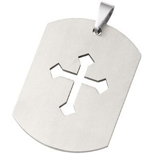 Titanium Dog Tag Pendant with Cross