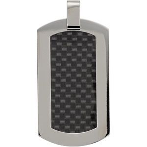 Titanium Dog Tag Pendant with Carbon Fiber Inlay
