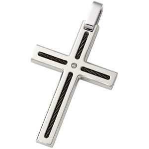 Titanium Black Cable & Diamond Cross Pendant