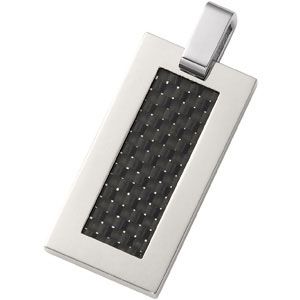 Titanium Rectangular Dog Tag Pendant with Carbon Fiber 
