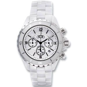 Ladies White Chrono Ceramic Couture Watch.