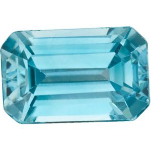 Emerald/Octagon Genuine Blue Zircon