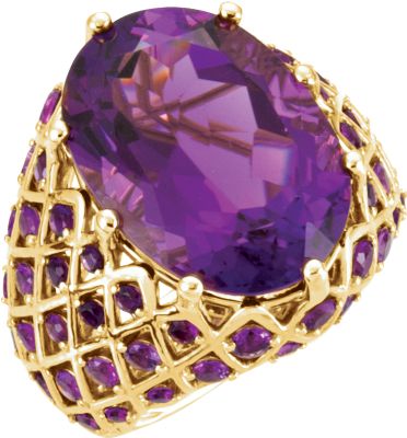 18x13mm Oval Amethyst Nest Design Ring Ref 71611