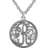 15mm Single Letter Script Monogram Necklace with Rope Border Ref 86030