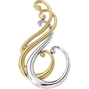 Brooche, Pin , 14K Yellow & White Freeform Brooch Top Only