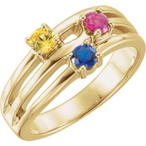 14K Yellow 3-Stone Family Ring Mounting | Stuller