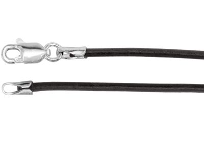 16-inch Black Rubber Cord Necklace with Lobster Clasp - Sterling Silver