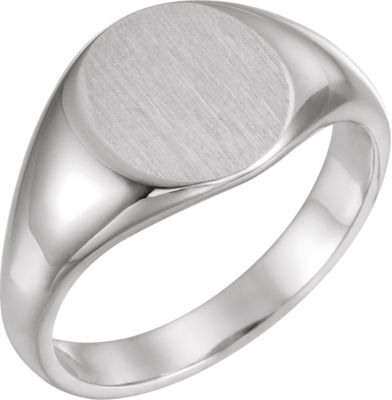 Fashion Rings , Palladium 12.5x10.5mm Men's Solid Signet Ring