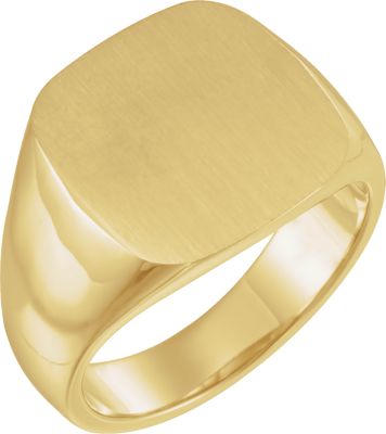 Fashion Rings , 14K Yellow 16mm Men's Solid Signet Ring 