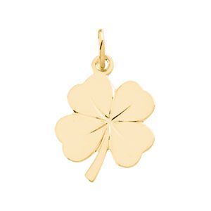 Charm / Pendant, 14K Yellow 18x14mm 4 Leaf Clover Charm