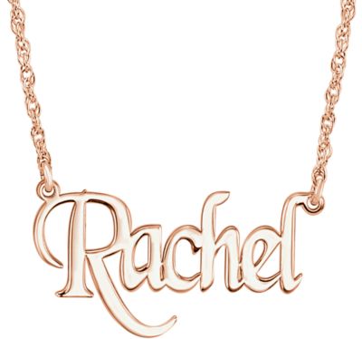 Gold Block Nameplate Necklace