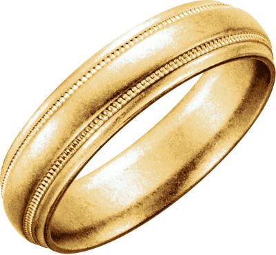 14K Yellow 6 mm Half Round Band with Milgrain Size 6 Ref 99000